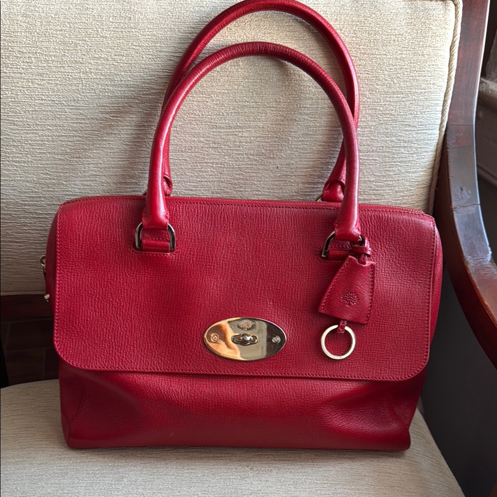 Red Leather Handbag Mulberry tote bag